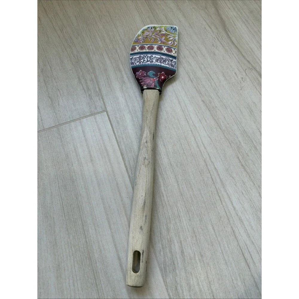 Anthropologie Floral Spatula Silicone Beechwood 0242